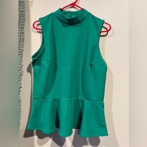 Banana Republic Sleeveless Emerald Peplum Blouse. Size Medium